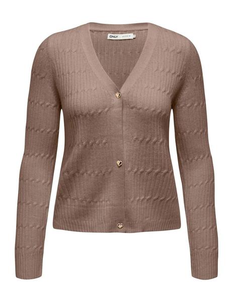 Jersey de pico Only beige rayas rojas de mujer-a