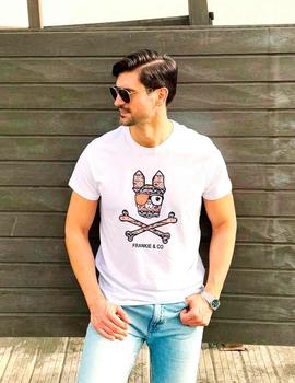 Camiseta Frankie Bulldog Etnico Marron blanca