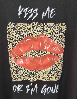 Camiseta Live&Cool Kiss Me negra