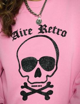 Sudadera Aire Retro Calavera rosa