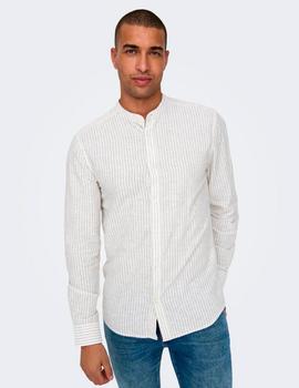 Camisa Only&Sons Caiden Rayas beige