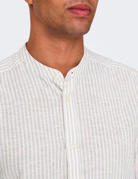 Camisa Only&Sons Caiden Rayas beige