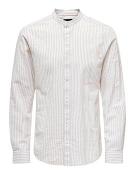 Camisa Only&Sons Caiden Rayas beige