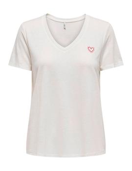 Camiseta Only New Belle Corazon blanca