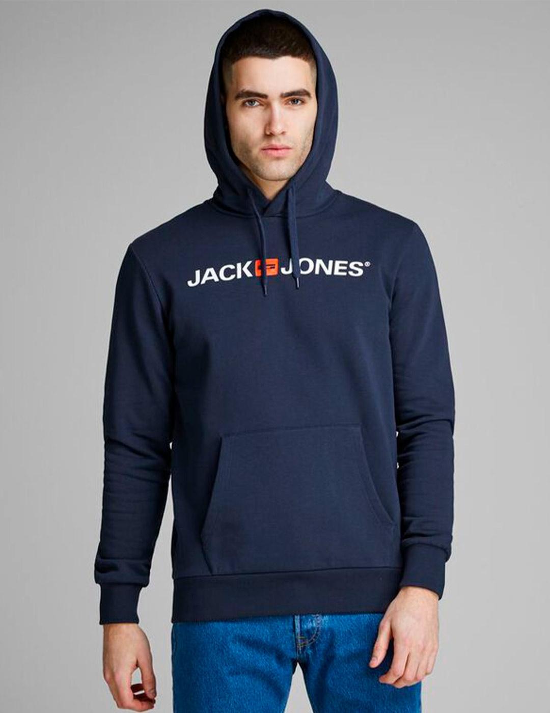Sudadera con capucha en talla grande Jack & Jones JJECORP LOGO SWEAT HOOD  Navy Blazer 